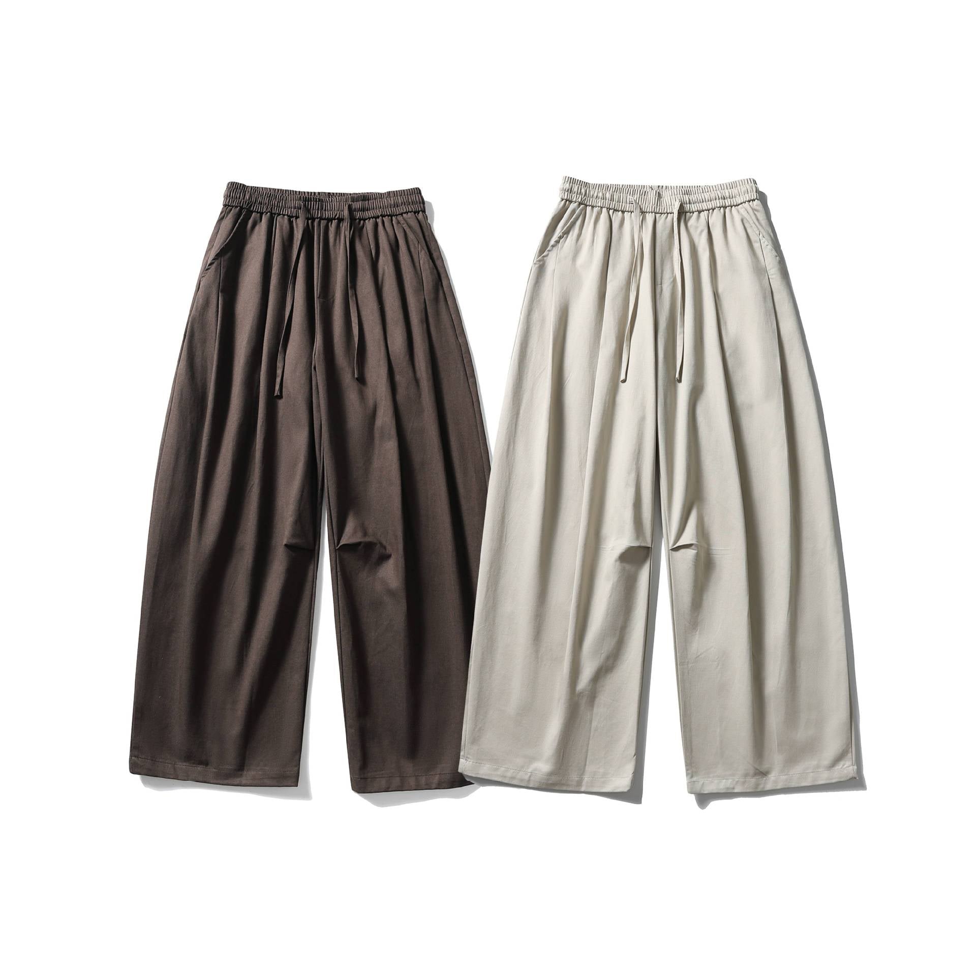 Women's Wide Culotte Pants with High Elastic Waistband and Drawstring Chichicherry
