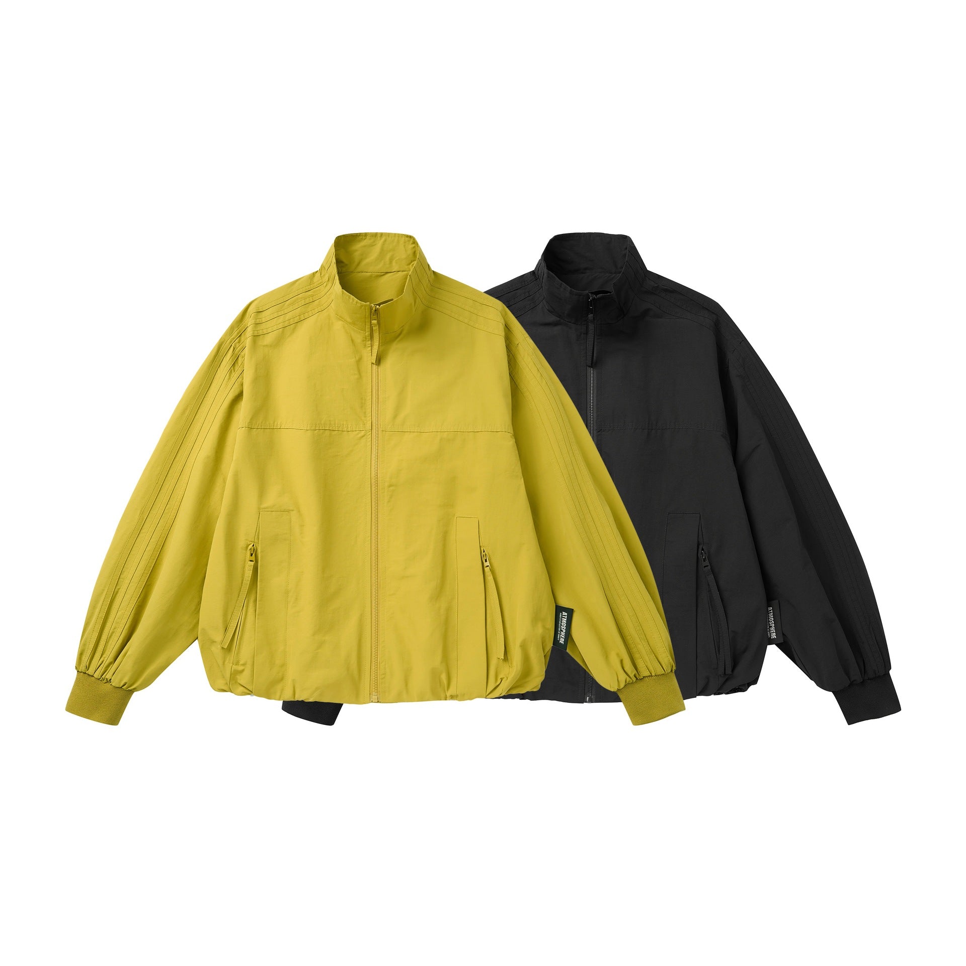 Unisex Light Windbreaker Jacket with High Stand-up Collar and Functional Pockets Chichicherry