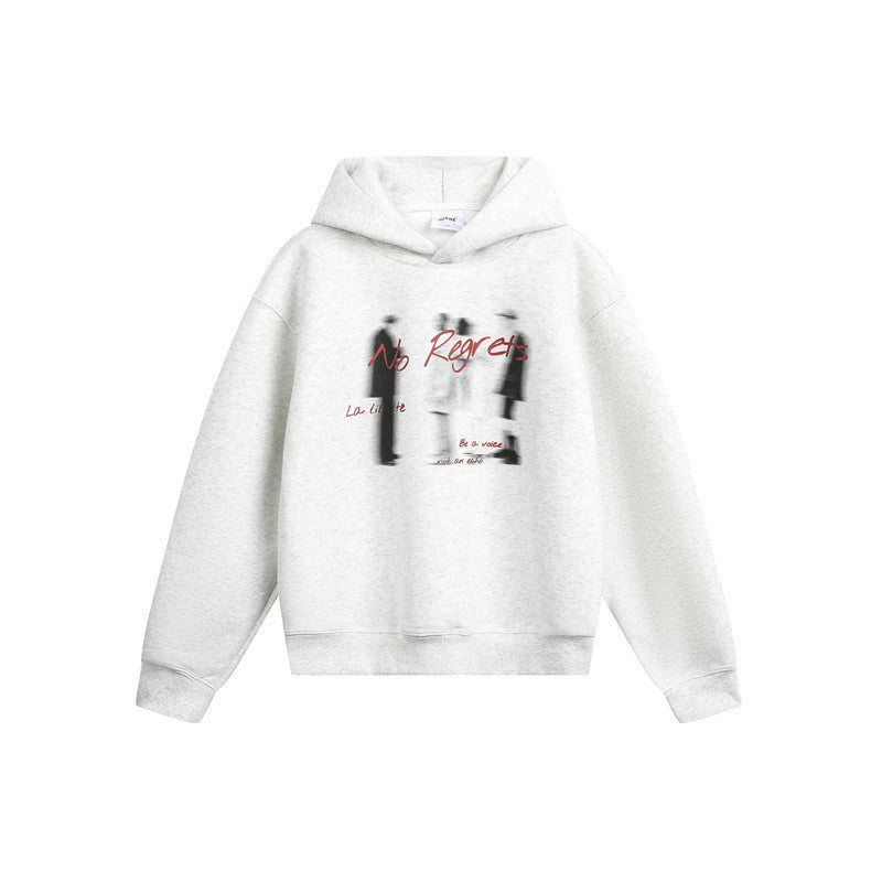 Unisex hoodie in oversized fit with blurred figure graphic print Chichicherry