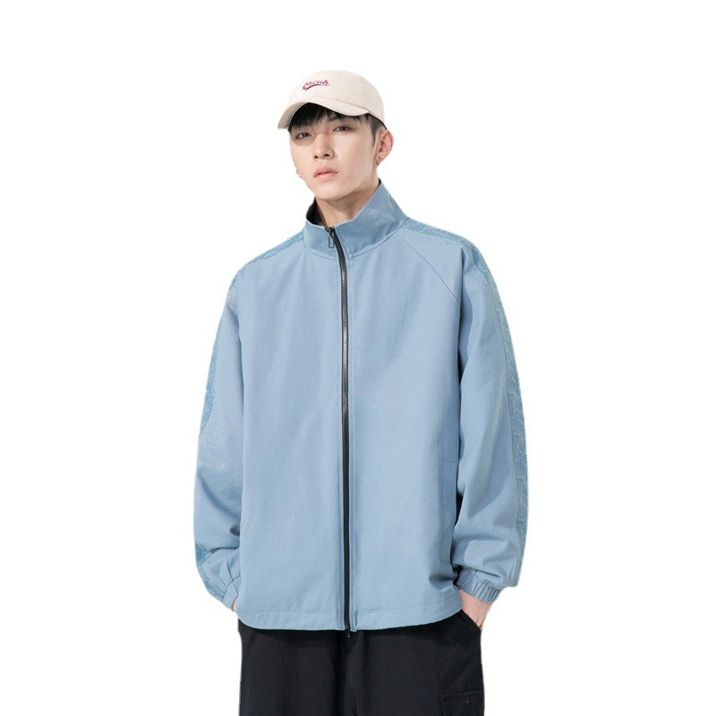 Men's Oversize Transitional Jacket with Raglan Sleeves, Stand Collar, and Elastic Cuffs Chichicherry