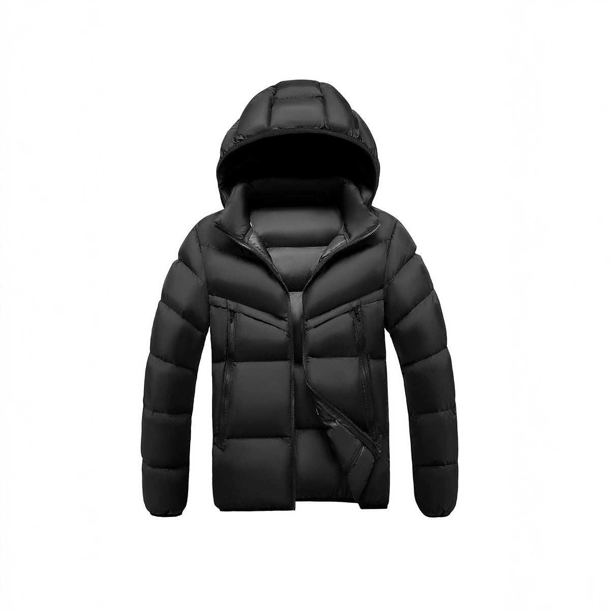 Men's Lightweight Padded Jacket with Hood and Two-Tone Block Design Chichicherry