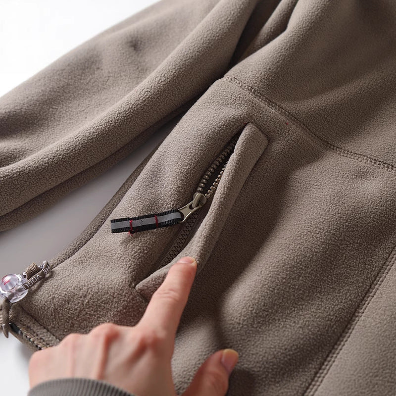 Men's microfleece quilted jacket with stand-up collar, elastic cuffs and concealed side pockets Chichicherry
