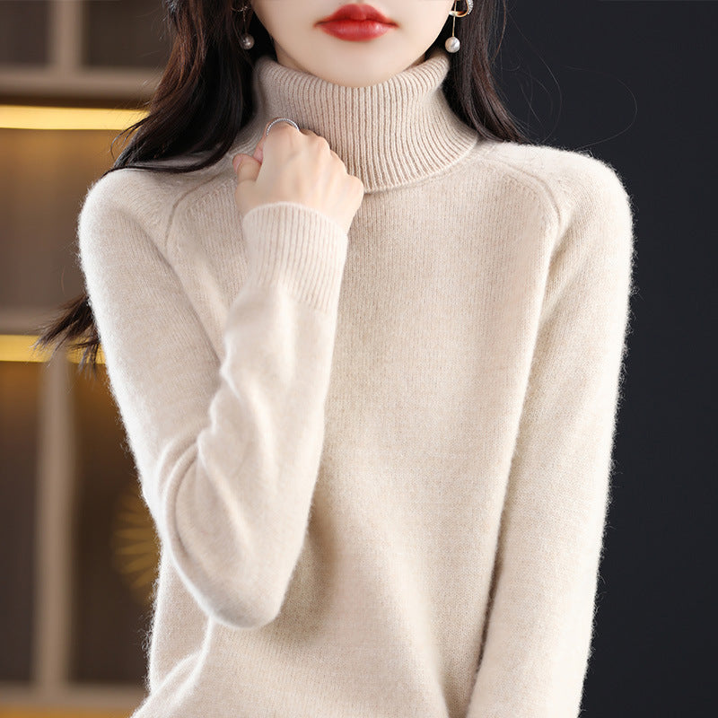 Women's Soft High Collar Sweater made of fluffy Wool Mix with Raglan Sleeves Chichicherry