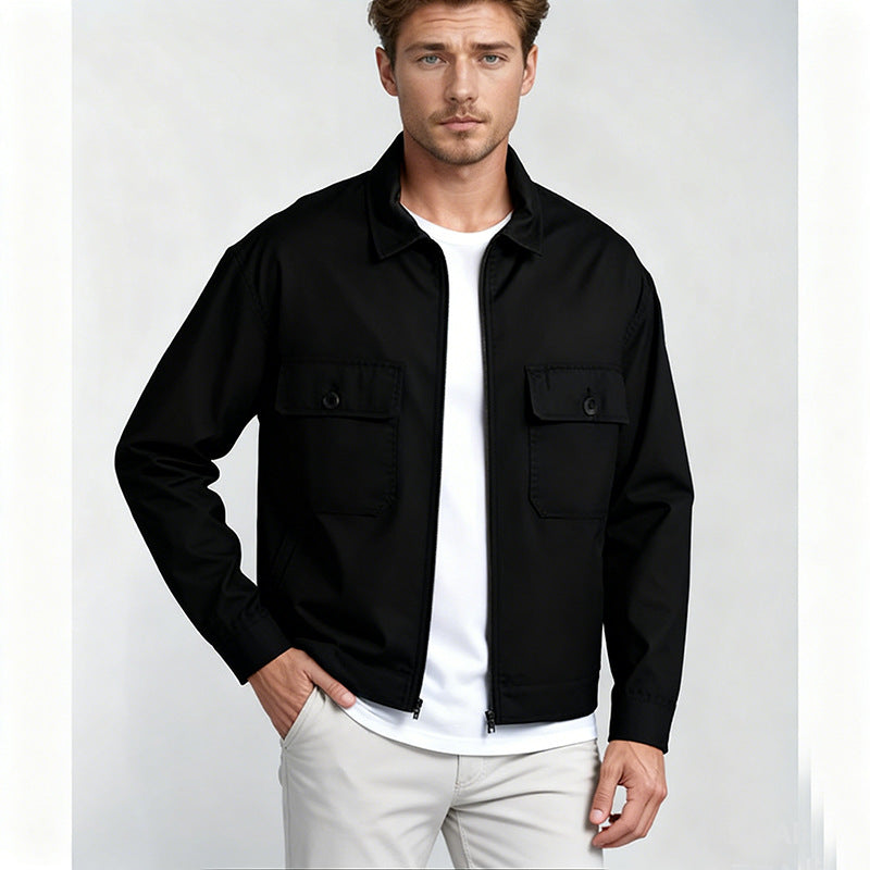 Men's overshirt in workwear style with full zip and patch chest pockets Chichicherry