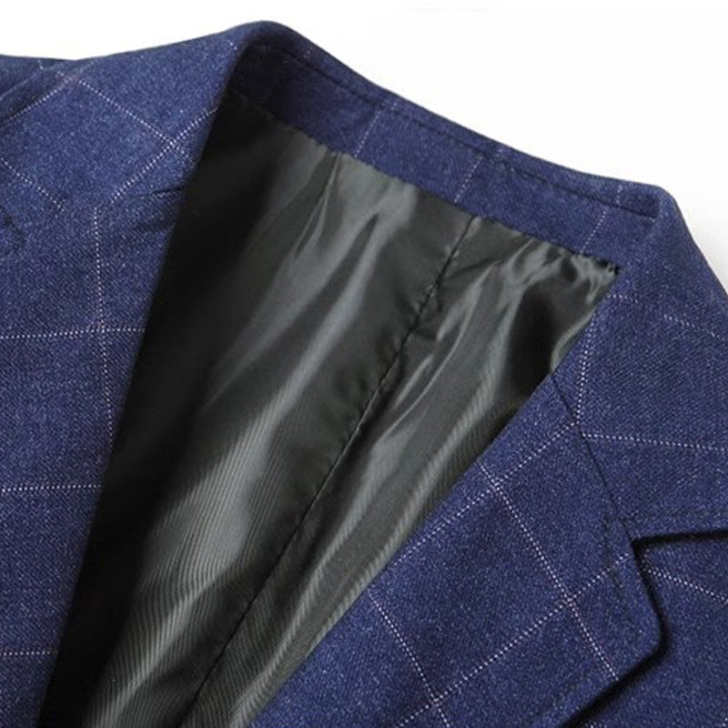 Men's Check Blazer with Tailored Fit, Lapel Collar and Flap Pockets Chichicherry