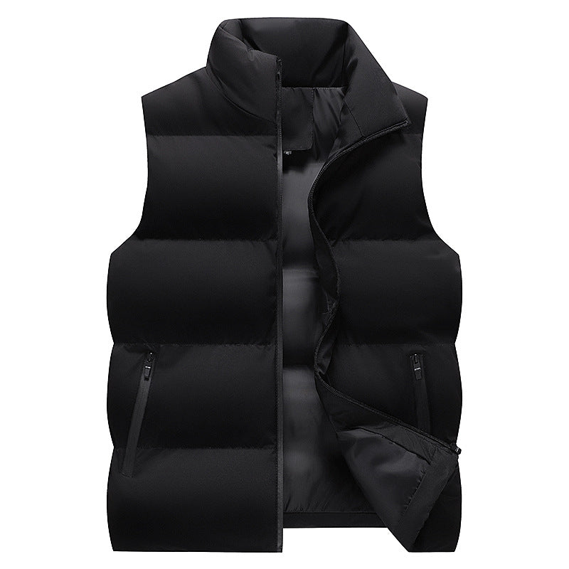 Men's Minimalist Outdoor Padded Vest with Wide Block Quilting, Insulated Padding, and Concealed Zipper Pockets Chichicherry