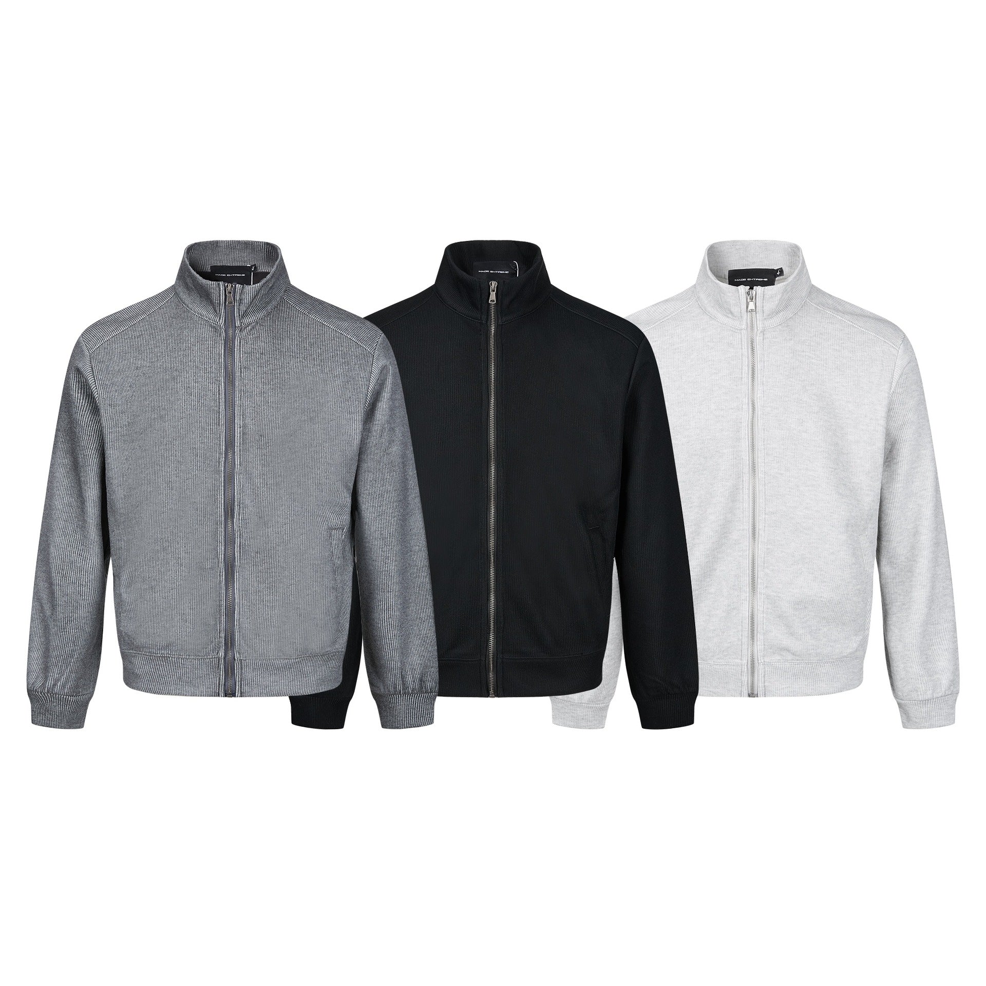 Men's lightweight sweat jacket made of cotton blend with stand-up collar, full-length zipper and side pockets Chichicherry