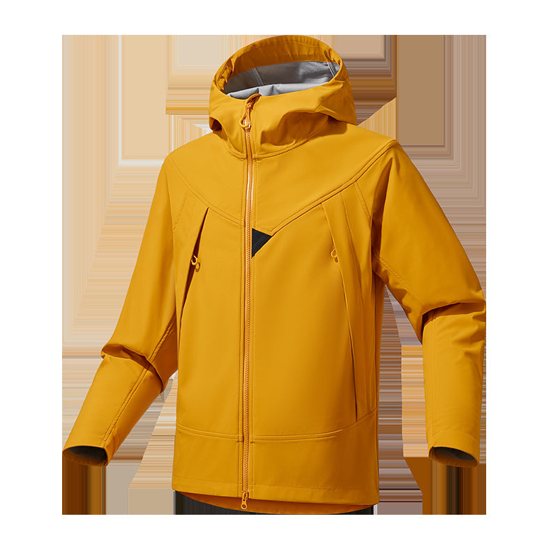 Men's Lightweight Softshell Hoodie Jacket with Windproof Breathable Membrane and Ergonomic Cut Chichicherry