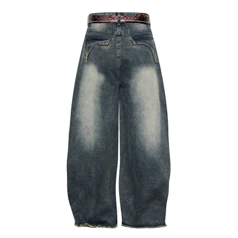 Women Wide Denim Culotte with High Waist and Bandana Belt Chichicherry