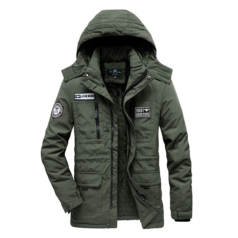 Men's Padded Field Parka with Hood, Cozy Teddy Lining and Tactical Multi-Pockets Chichicherry