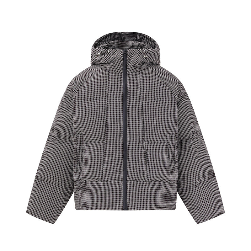 Unisex short-cut padded hoodie with fine check quilting Chichicherry