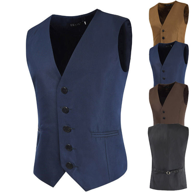 Men's Satin Tuxedo Vest with Tailored Fit, V-Neck and Elegant Button Placket Chichicherry