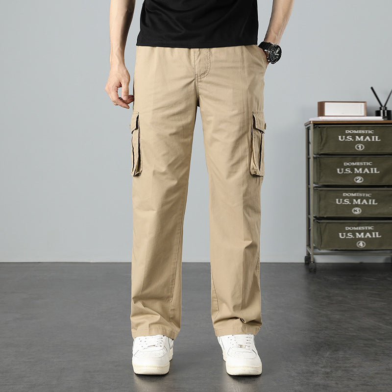 Men's Casual Canvas Cargo Pants with Large Flap Pockets, Relaxed Fit & Reinforced Seams Chichicherry