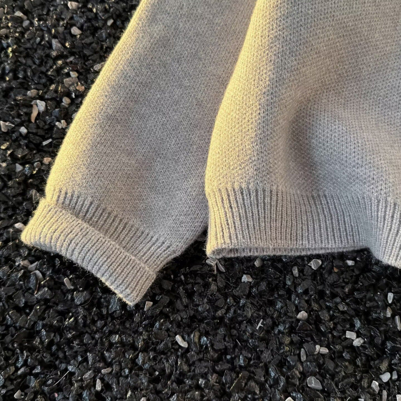 Unisex Kuscheliger melierter Feinstrick-Pullover mit Raglanärmeln und geripptem Rundhals Chichicherry