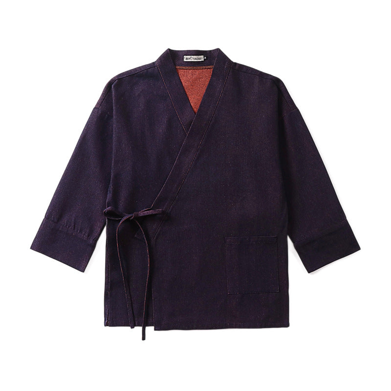 Women Lightweight Two-Tone Kimono Jacket with Ties and Contrasting Inner Lining Chichicherry