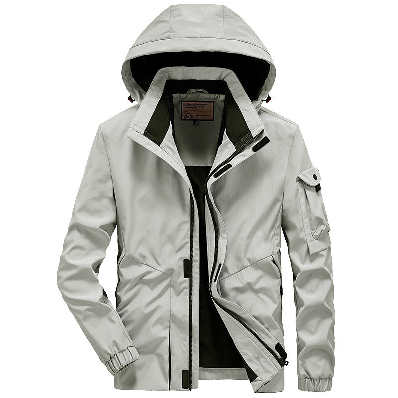 Men's Lightweight Multi-Functional Outdoor Wind Jacket with Hood and Sleeve Pocket Chichicherry