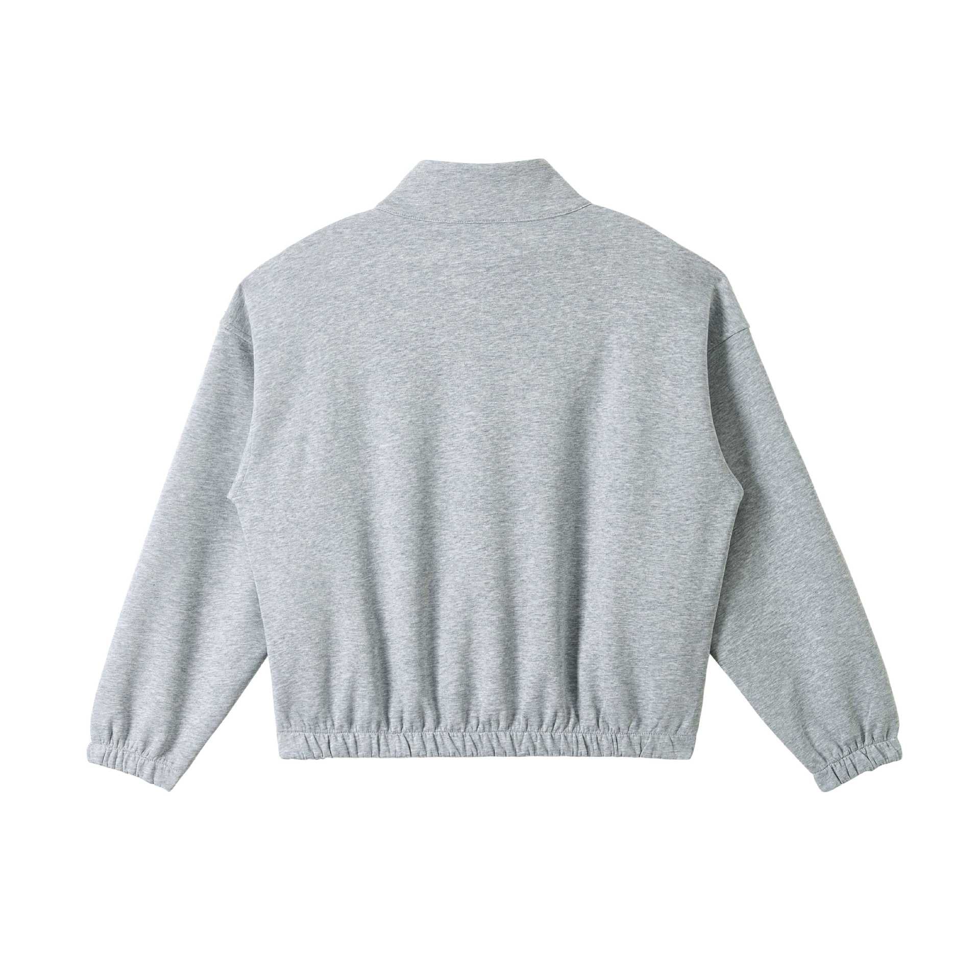 Unisex Asymmetric Half-Zip Sweatshirt with Stand-Up Collar and Elastic Waistband Chichicherry