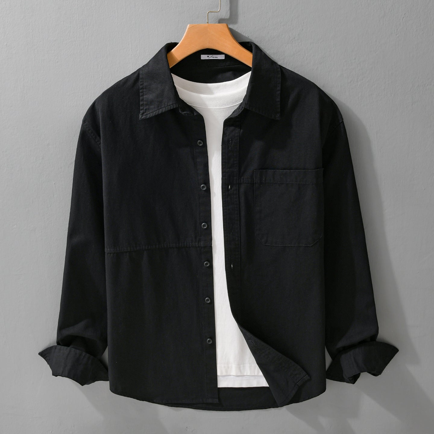 Men's lightweight shirt jacket overshirt made of washed cotton twill with chest pocket Chichicherry