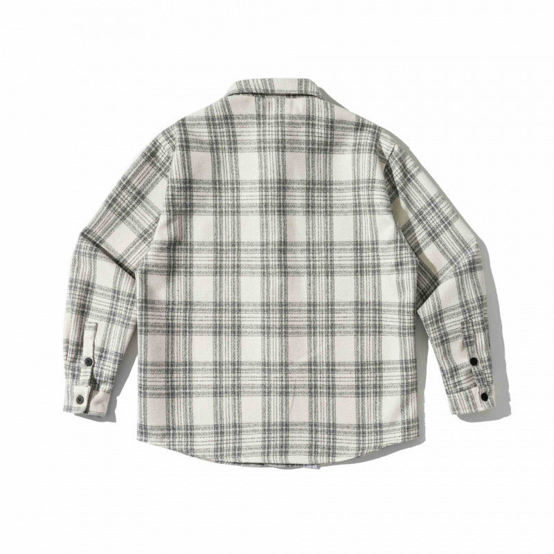 Unisex Boxy Checked Flannel Overshirt with Soft Nap and Chest Pocket Chichicherry