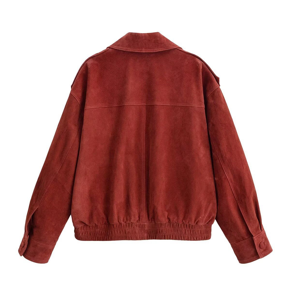 Women's short jacket made of suede in an oversized cut with a double-breasted button placket Chichicherry