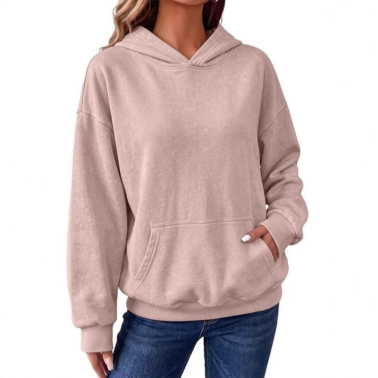 Women's Oversize Hoodie with Kangaroo Pocket, Washed Finish and Ribbed Cuffs Chichicherry