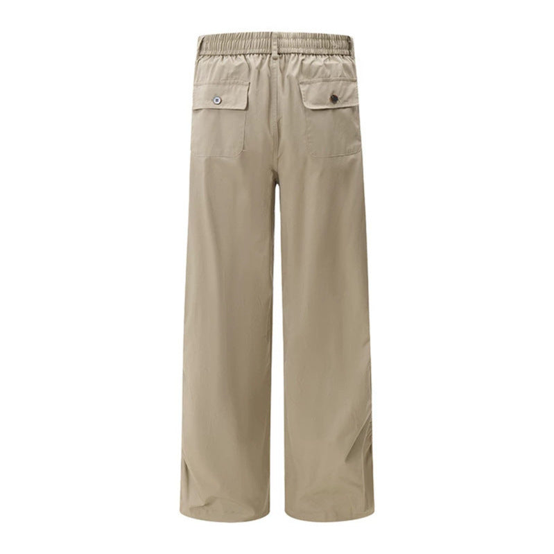 Women's Wide Cargo Palazzo Pants with Drawstring Waistband and Adjustable Hem Cords Chichicherry