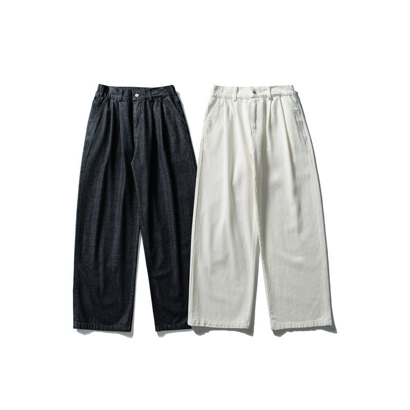 Women high-waisted wide pleated trousers made of cotton blend with straight leg Chichicherry