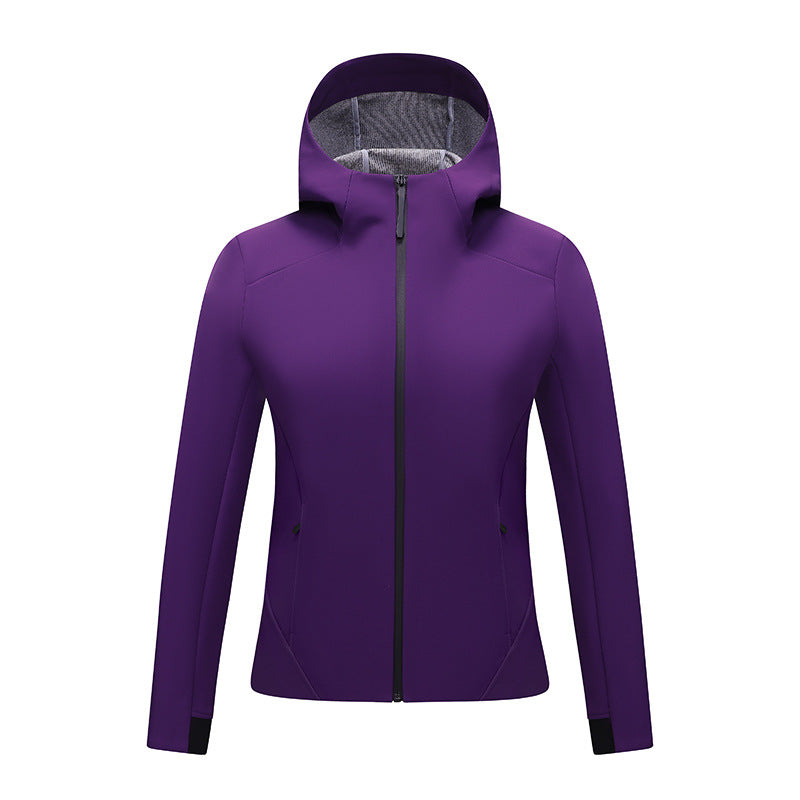 Women's softshell jacket with hood, tailored and windproof outdoor jacket Chichicherry