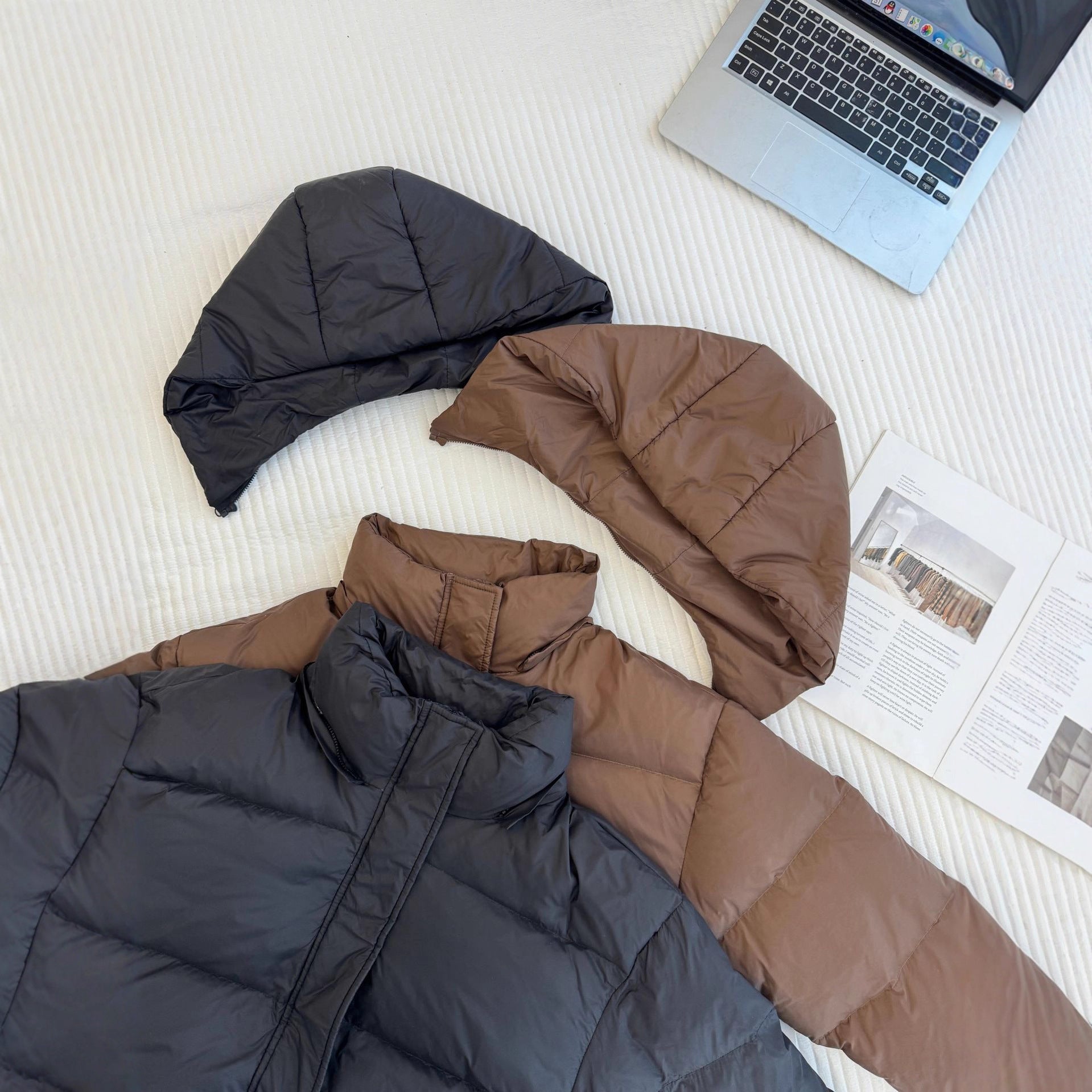 Women's Padded Hooded Quilted Jacket with High Collar and Oversized Silhouette Chichicherry