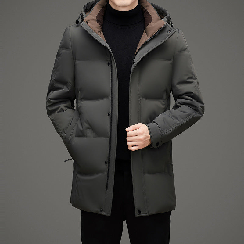 Men's padded hooded quilted jacket with elongated cut and windproof membrane Chichicherry