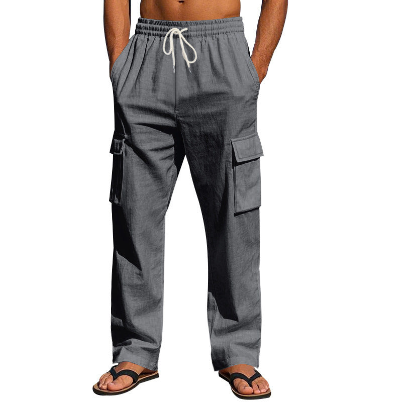 Men's Loose Fit Cargo Pants made of lightweight ripstop with elastic waistband and flap pockets Chichicherry