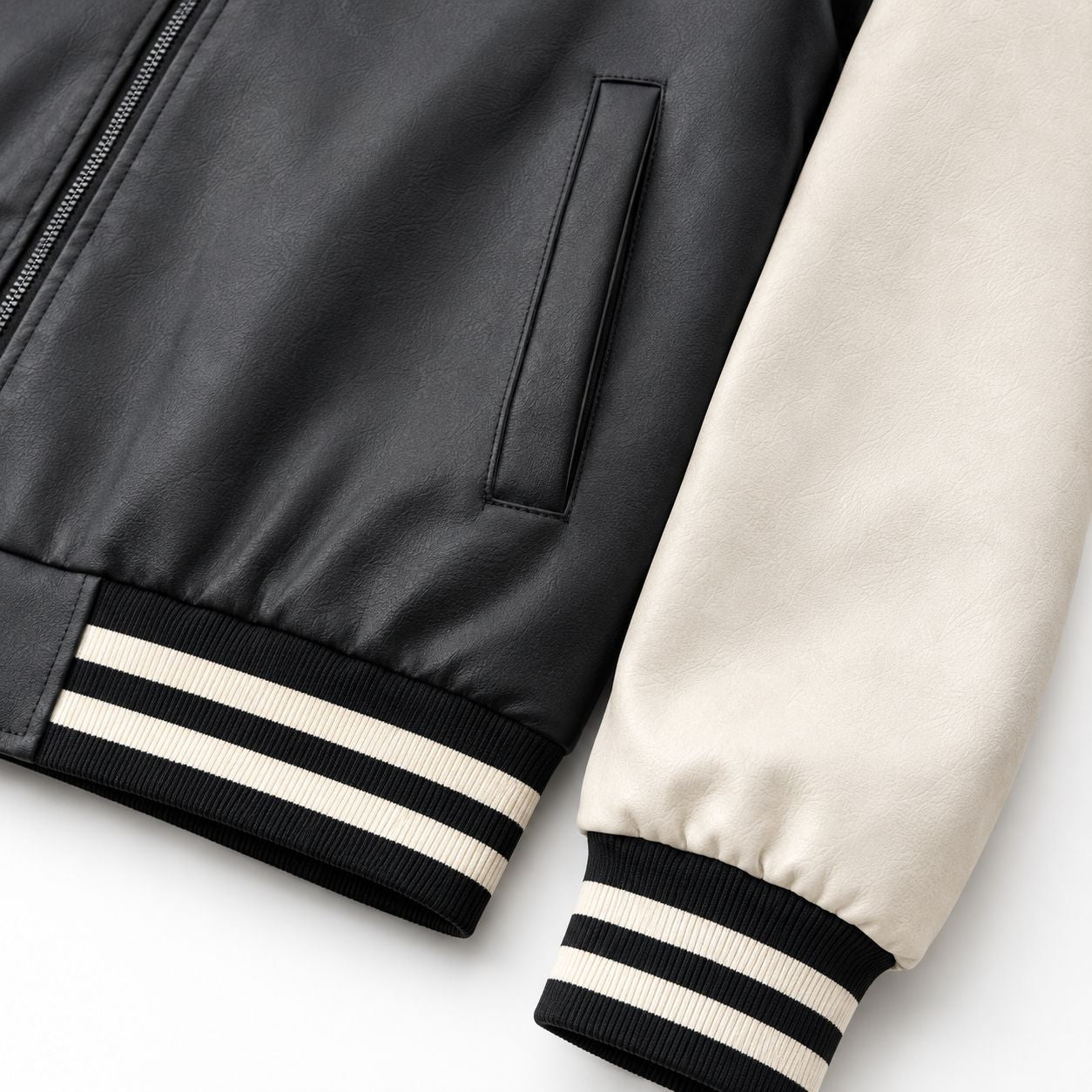 Men's Retro Style Letterman Jacket with Faux Leather Body and Suede Sleeves Chichicherry