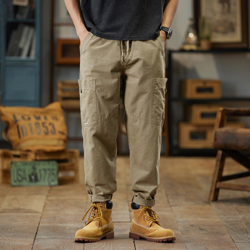 Men's cotton twill jogger pants in tapered fit with drawstring and rolled hem Chichicherry