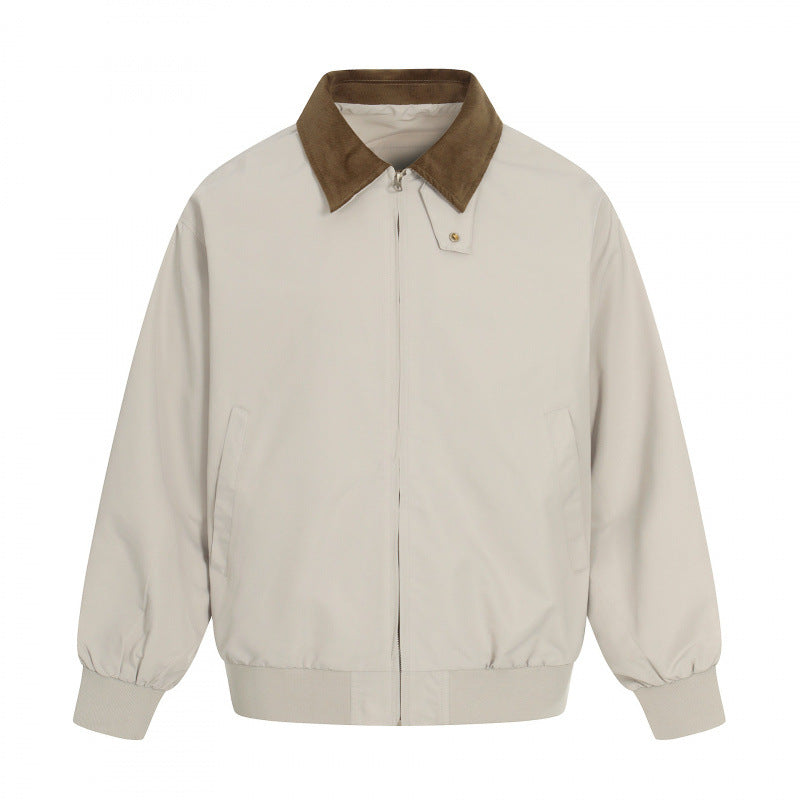 Men's Harrington jacket with corduroy collar, ribbed hem and discreet front zipper Chichicherry