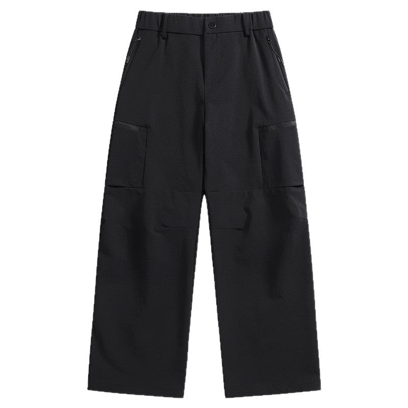 Men's Loose Utility Cargo Pants with Zipper Pockets and Pre-shaped Knees Chichicherry