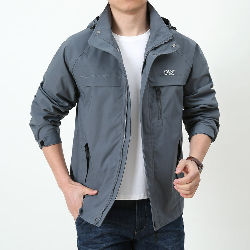 Men's Lightweight Softshell Hoodie Jacket with Hood, water-repellent Shell and Multifunctional Pockets Chichicherry