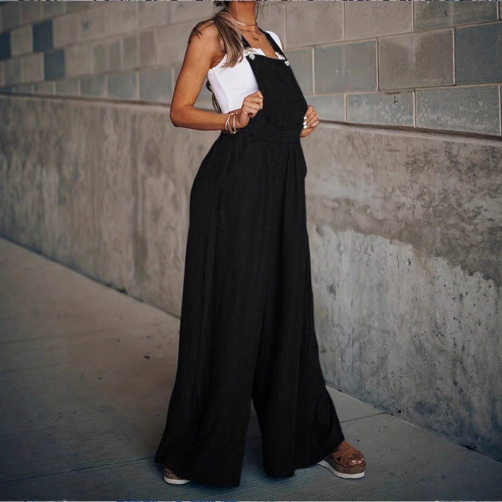 Ladies wide denim overall in palazzo style Chichicherry