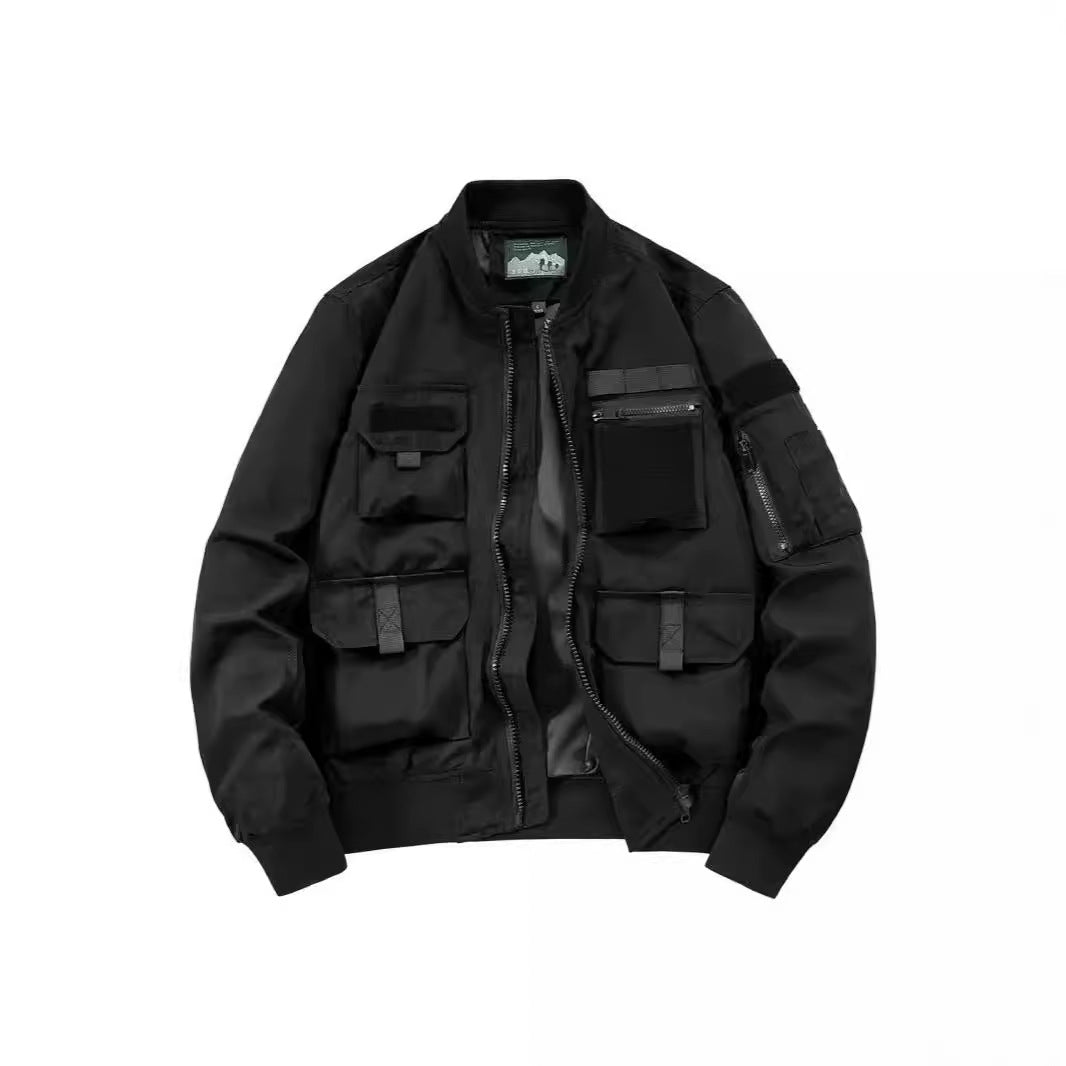 Men's tactical bomber jacket with multi pockets and sturdy zipper Chichicherry