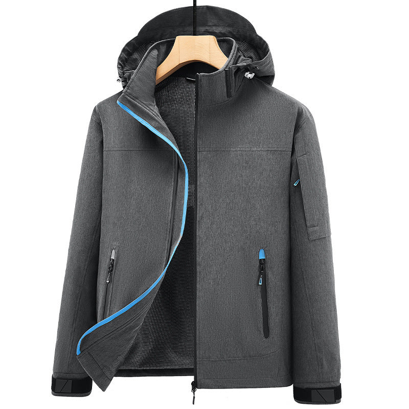 Men's Breathable Softshell Outdoor Jacket with Hood, Welded Seams and Sleeve Pocket Chichicherry