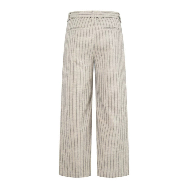 Women Wide Linen-Mix Culotte Pants with High Waist and D-Ring Belt Chichicherry