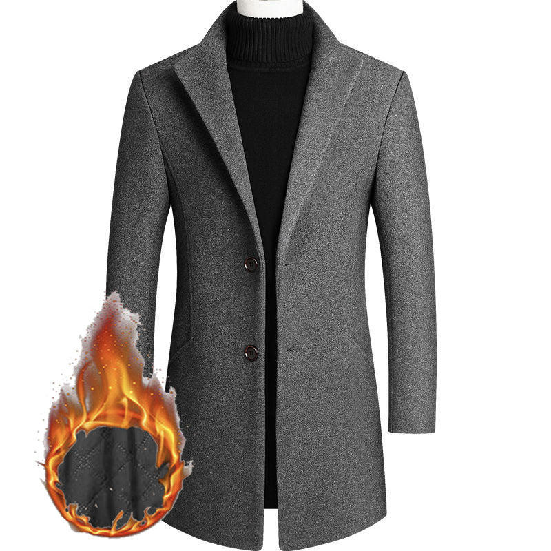 Men's Modern Wool Blend Short Coat with Slim Silhouette, Notched Lapel and Two Button Closure Chichicherry