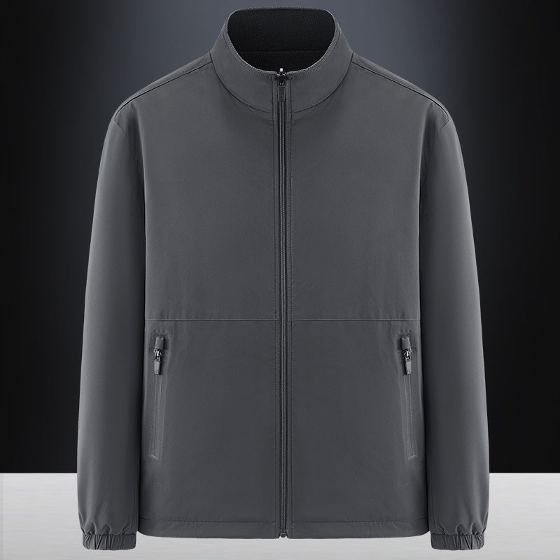 Men's minimalist technical all-weather softshell jacket with stand-up collar and water-repellent zippers Chichicherry