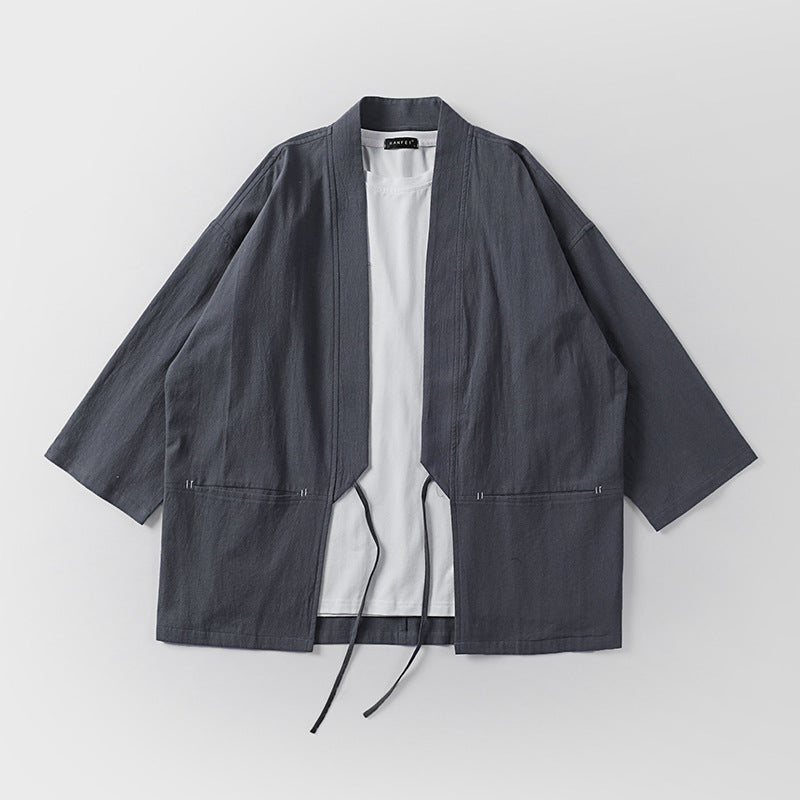 Unisex Kimono-Haori-Jacket with tie belt and three-quarter sleeves Chichicherry