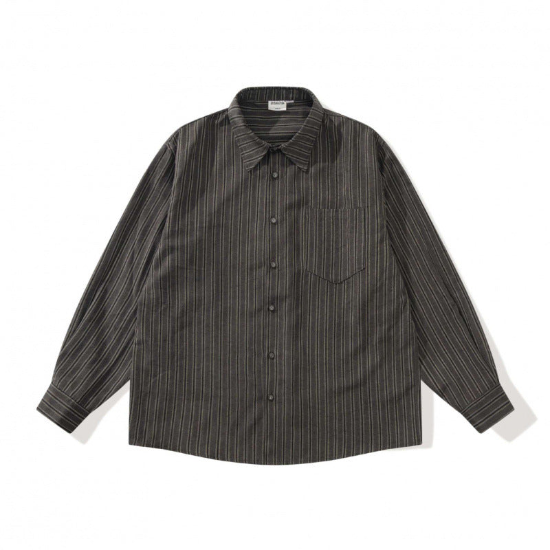 Unisex Oversized Striped Shirt in Relaxed Fit with Chest Pocket Chichicherry