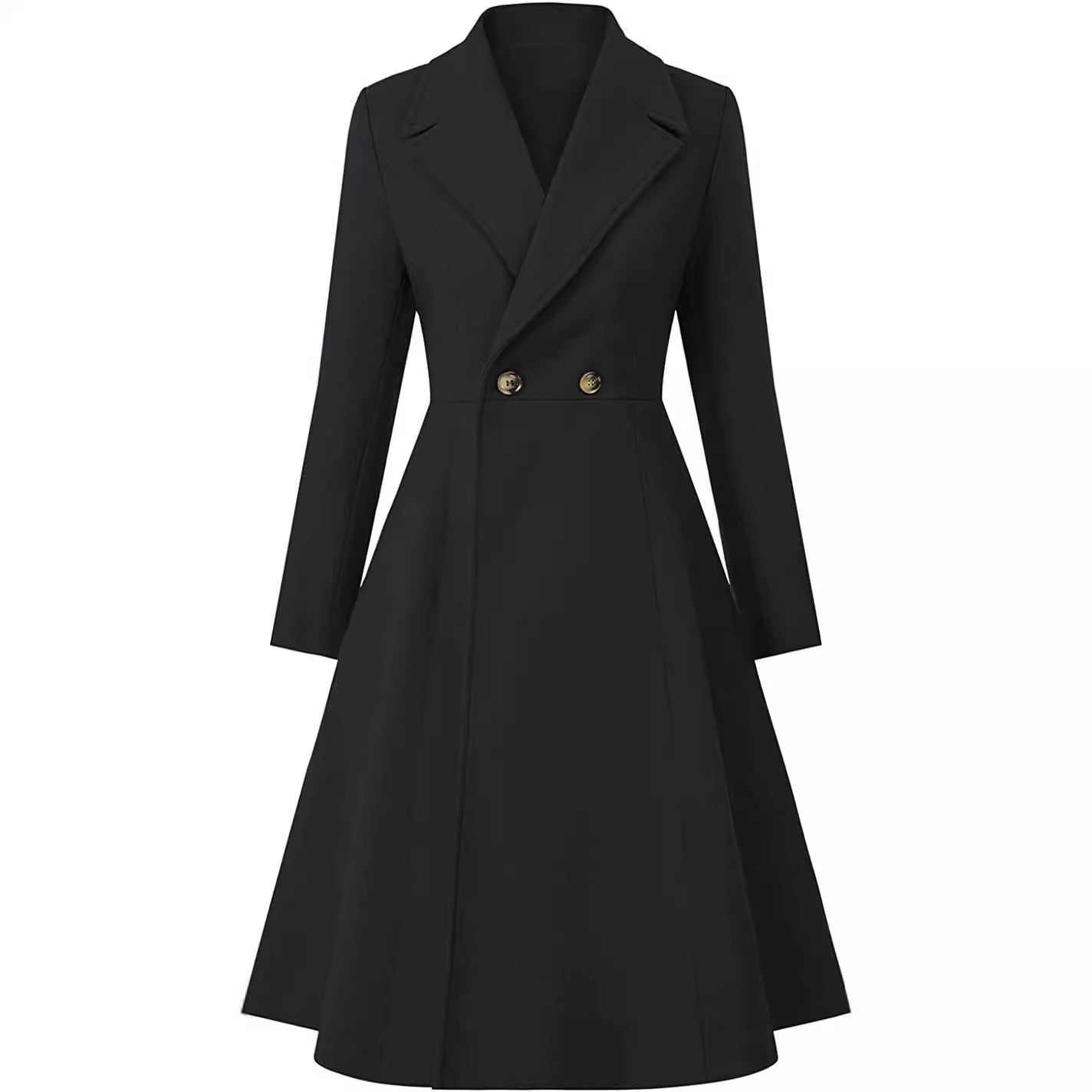Women's Tailored Coat Dress in A-Line Tailoring made of Wool Blend with Narrow Waist and Flared Skirt Chichicherry