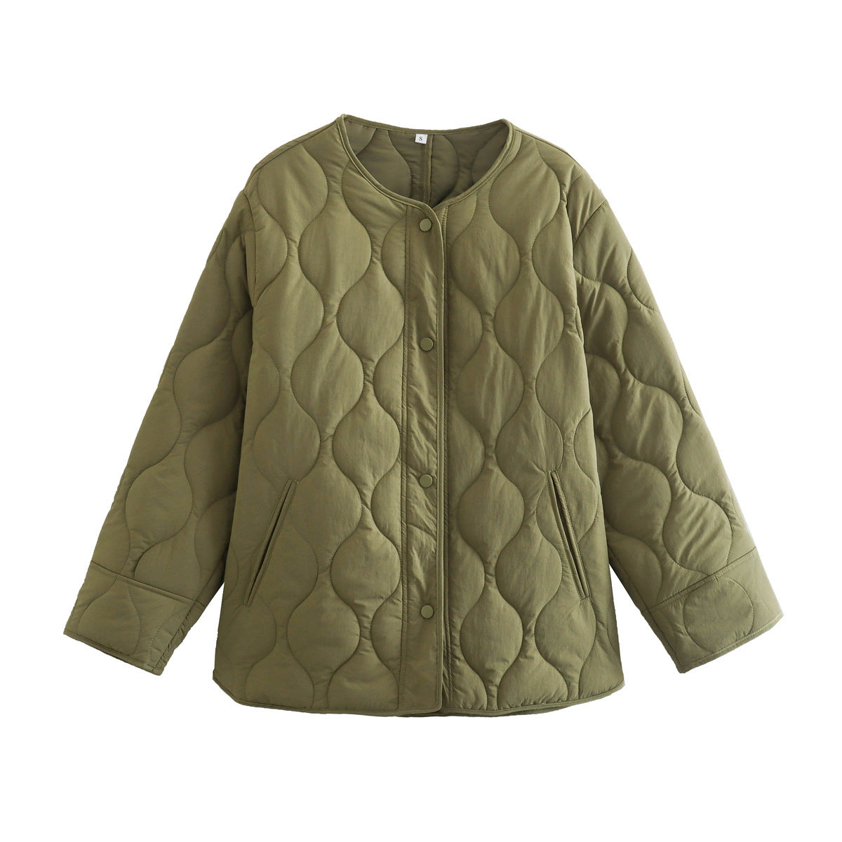 Women’s Longline Padded Jacket with Oversized Silhouette and Snap Button Closure Chichicherry