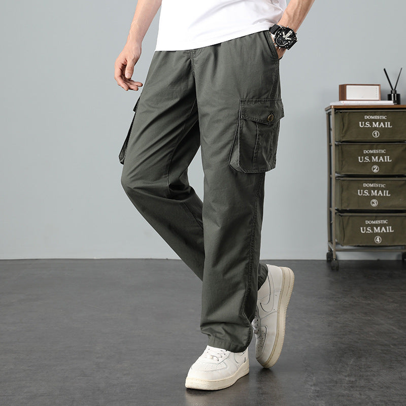 Men's Casual Canvas Cargo Pants with Large Flap Pockets, Relaxed Fit & Reinforced Seams Chichicherry