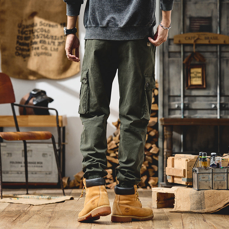 Men's Cargo Jogger Pants with Elastic Waistband and Multi-Pockets Chichicherry