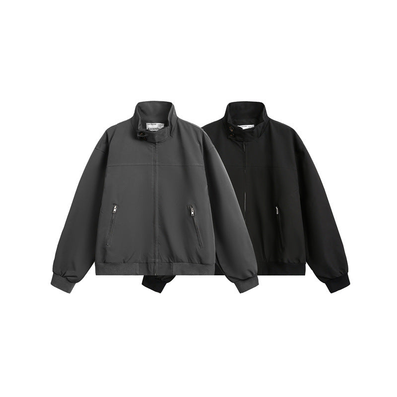 Men's Urban Microfiber Blouson with Stand-Up Collar, Hidden Button Placket and Zipper Pockets Chichicherry