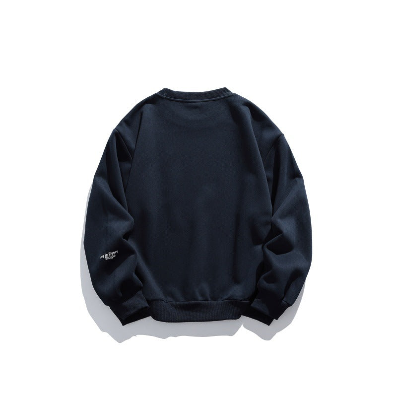 Unisex Oversize Sweater with Round Neck, Badge Applications and Ribbed Cuffs Chichicherry